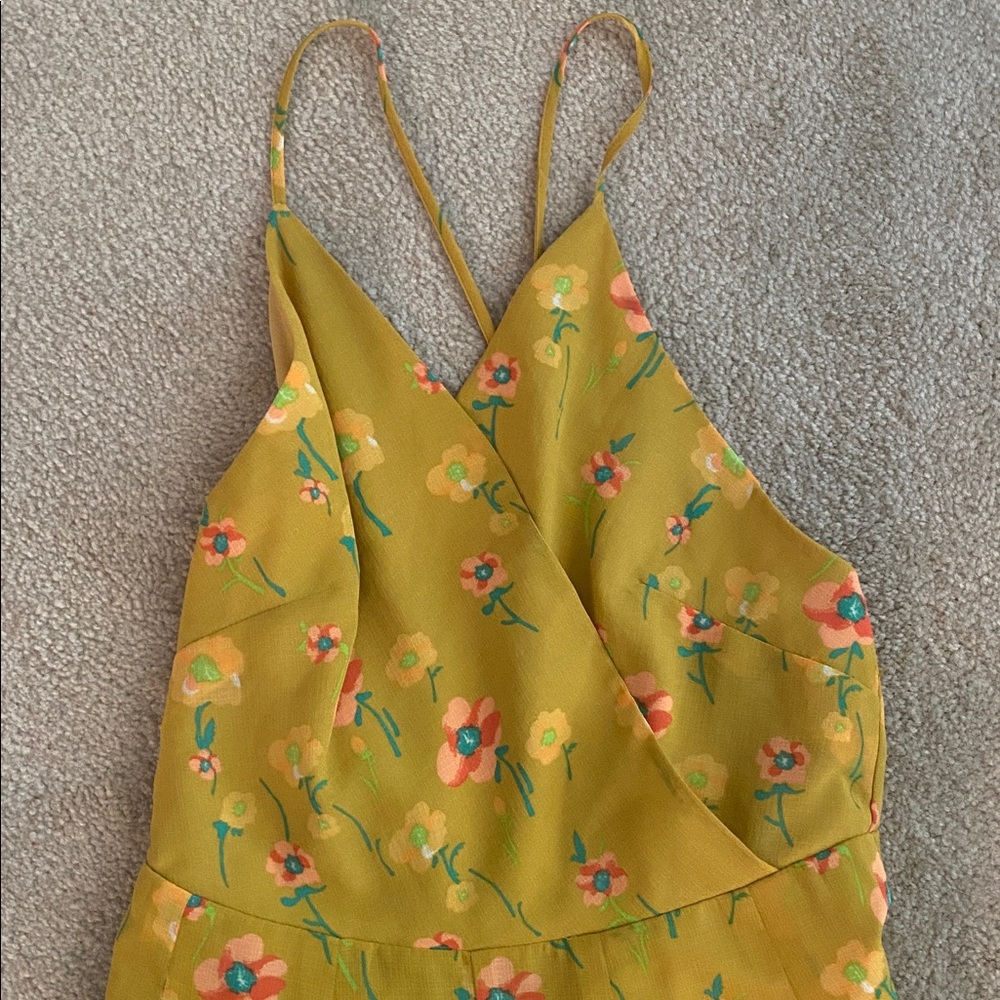 NWT a new day floral lined print cropped jumpsuit small - Picture 4 of 9